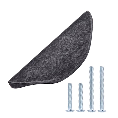 South Main Hardware Modern Finger Drawer Pull, 3.07" Length (1.26" Hole Center), Antique Silver, 10PK SH277-AS-10